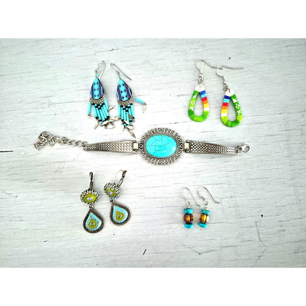 Vintage Southwestern Earrings and Bracelet Jewelry Lot